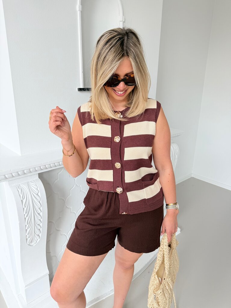 Judith knitted top brown/ecru
