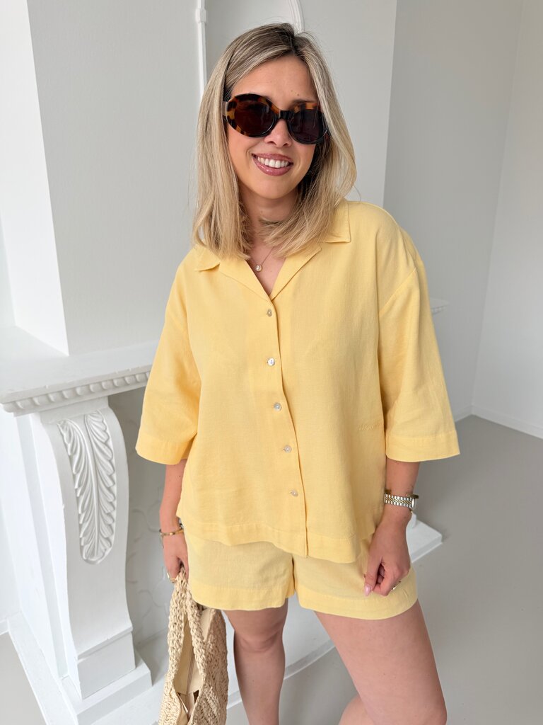 Global waffle shirt yellow