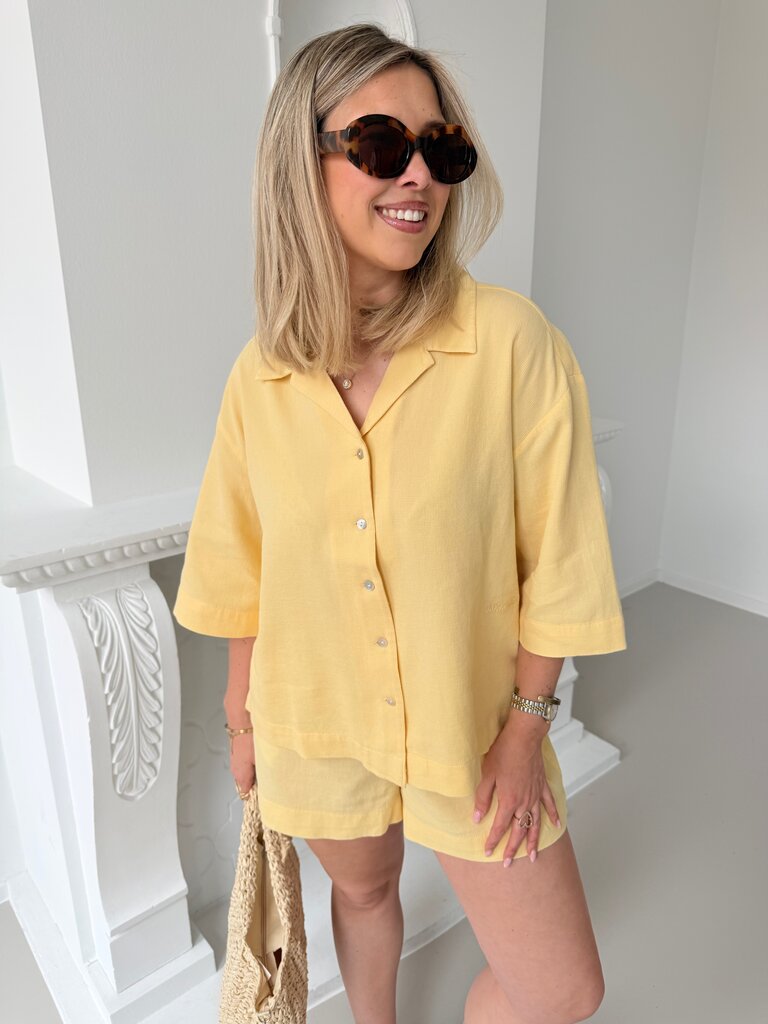 Global waffle shirt yellow