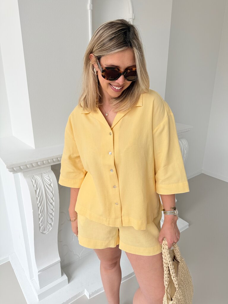 Global waffle shirt yellow