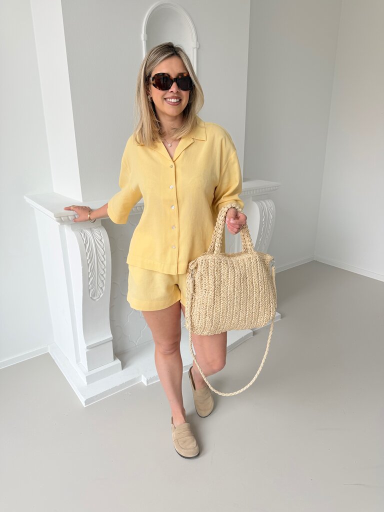 Global waffle shirt yellow