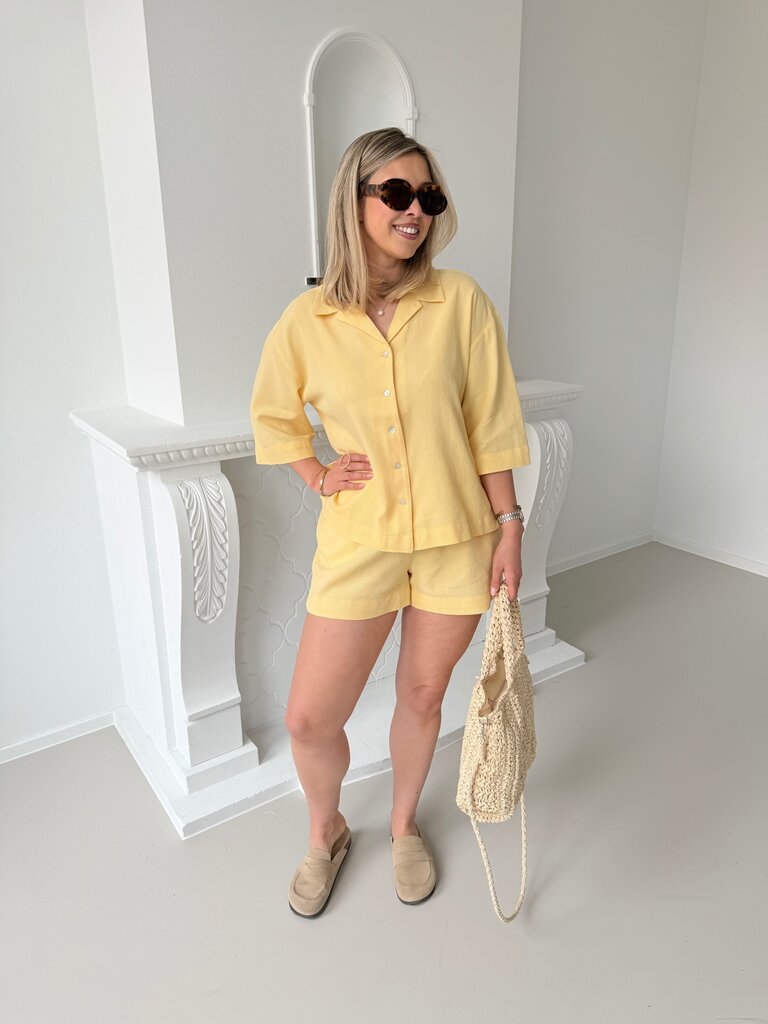 Global waffle shirt yellow
