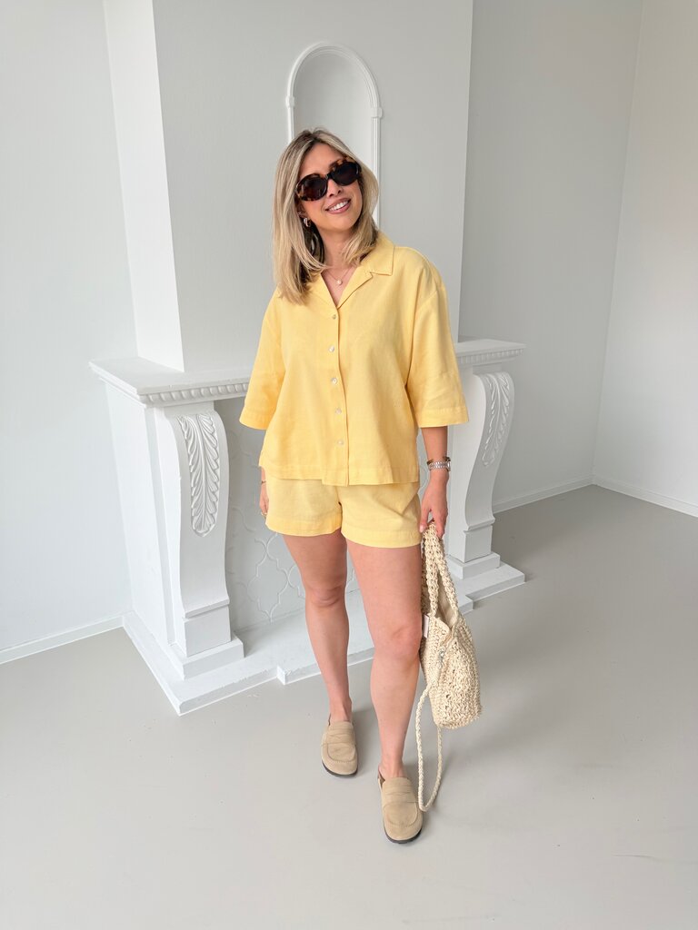 Global waffle shirt yellow