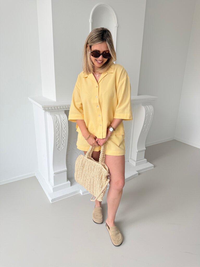 Global waffle shirt yellow