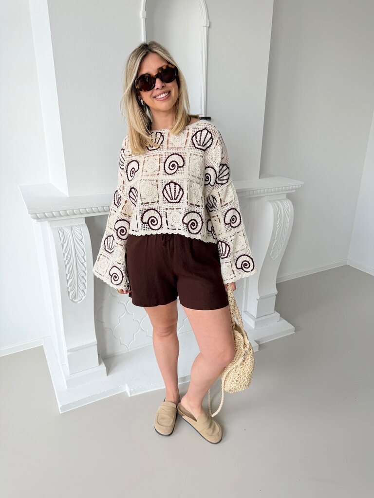 Lava linnen short brown