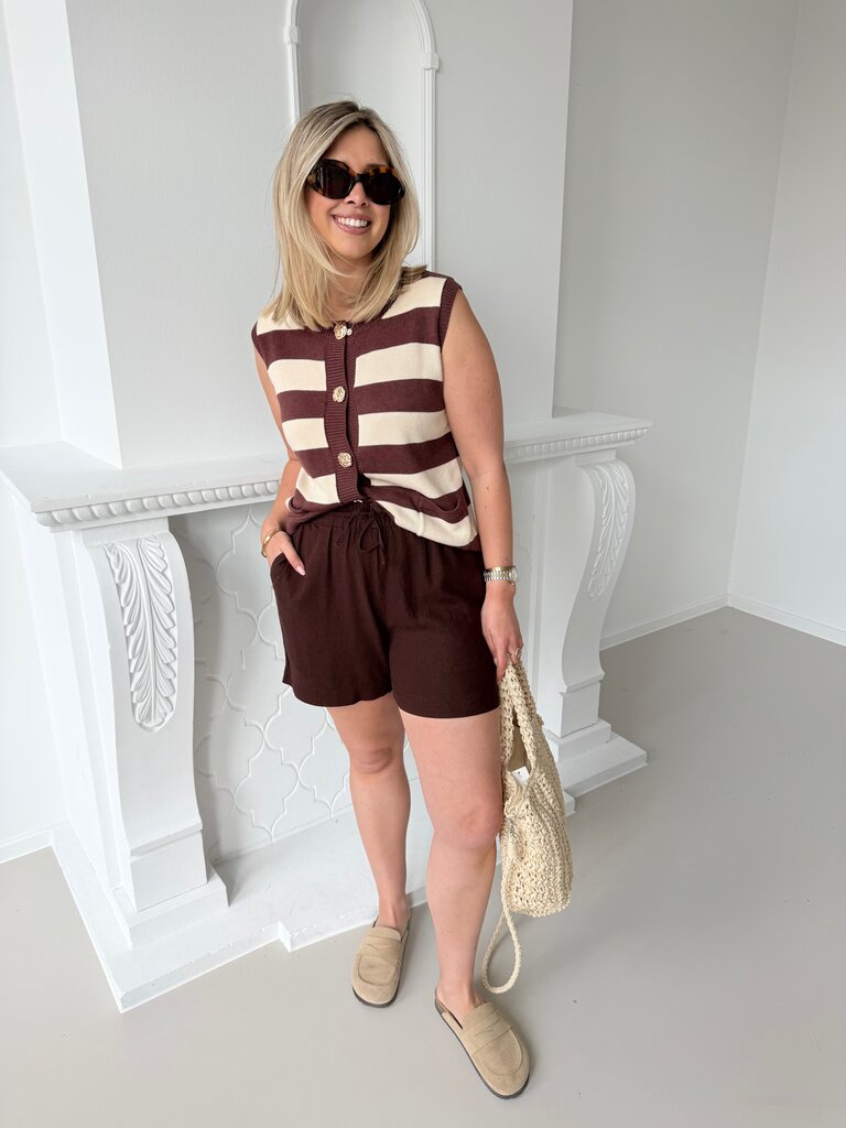Lava linnen short brown