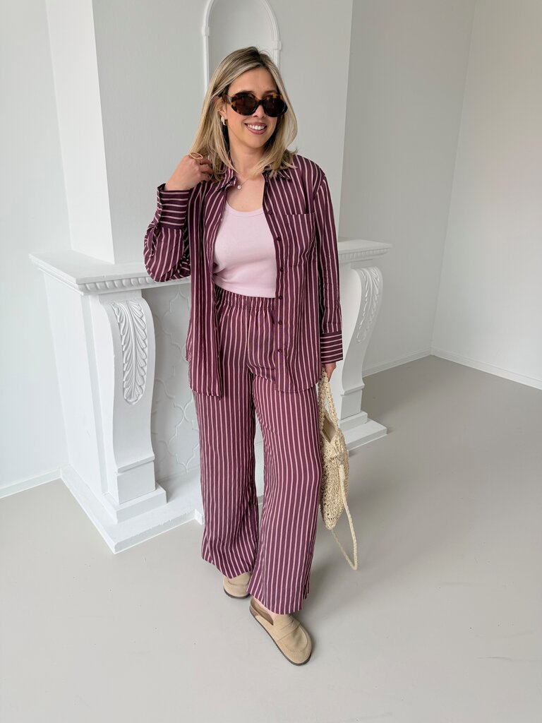 Meldola striped pantalon burgundy