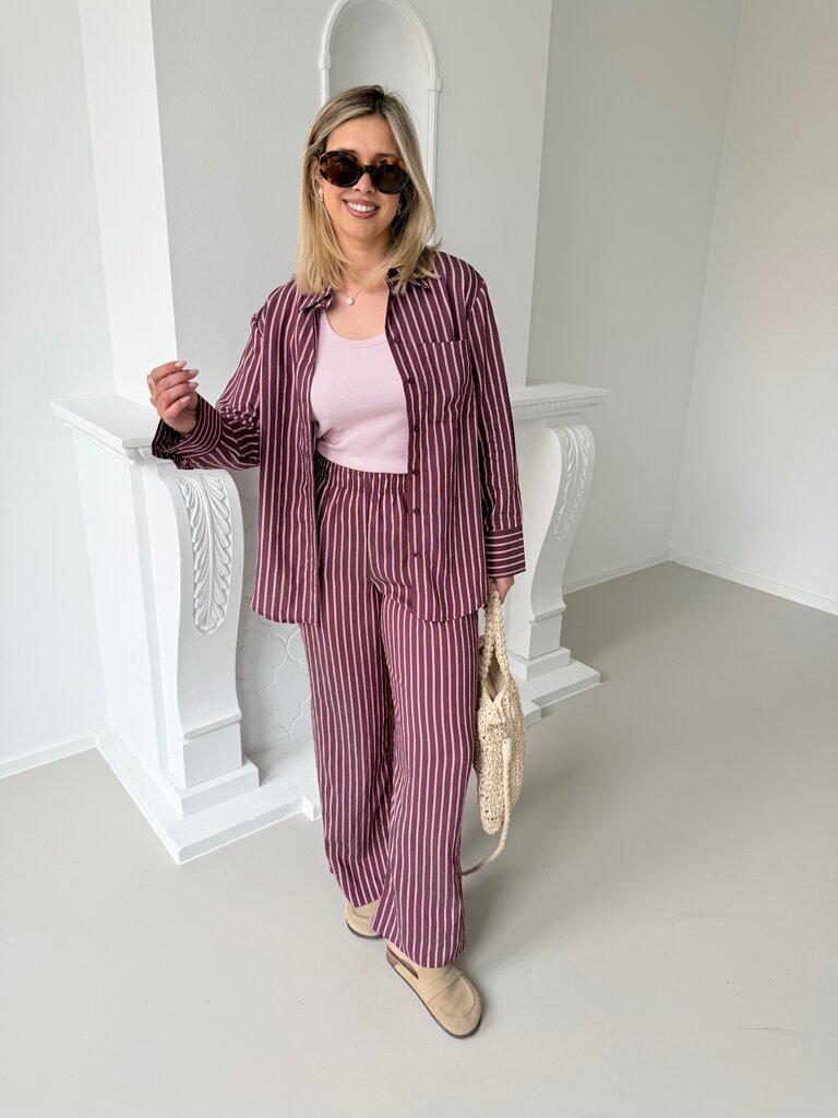 Meldola striped pantalon burgundy