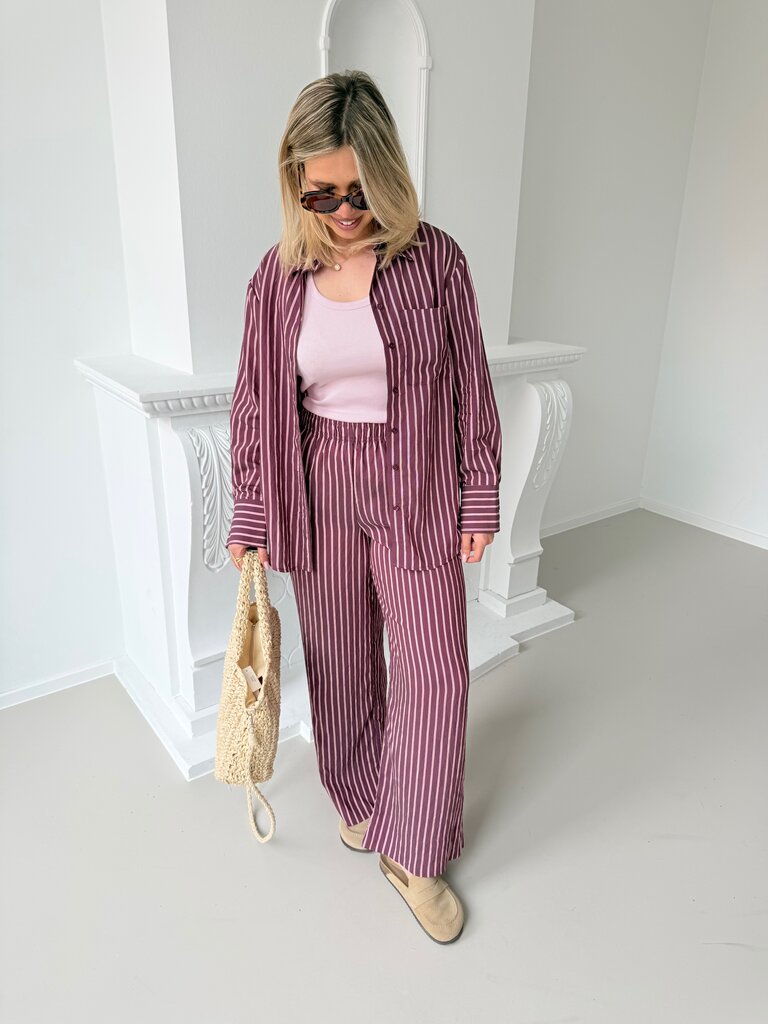 Meldola striped pantalon burgundy