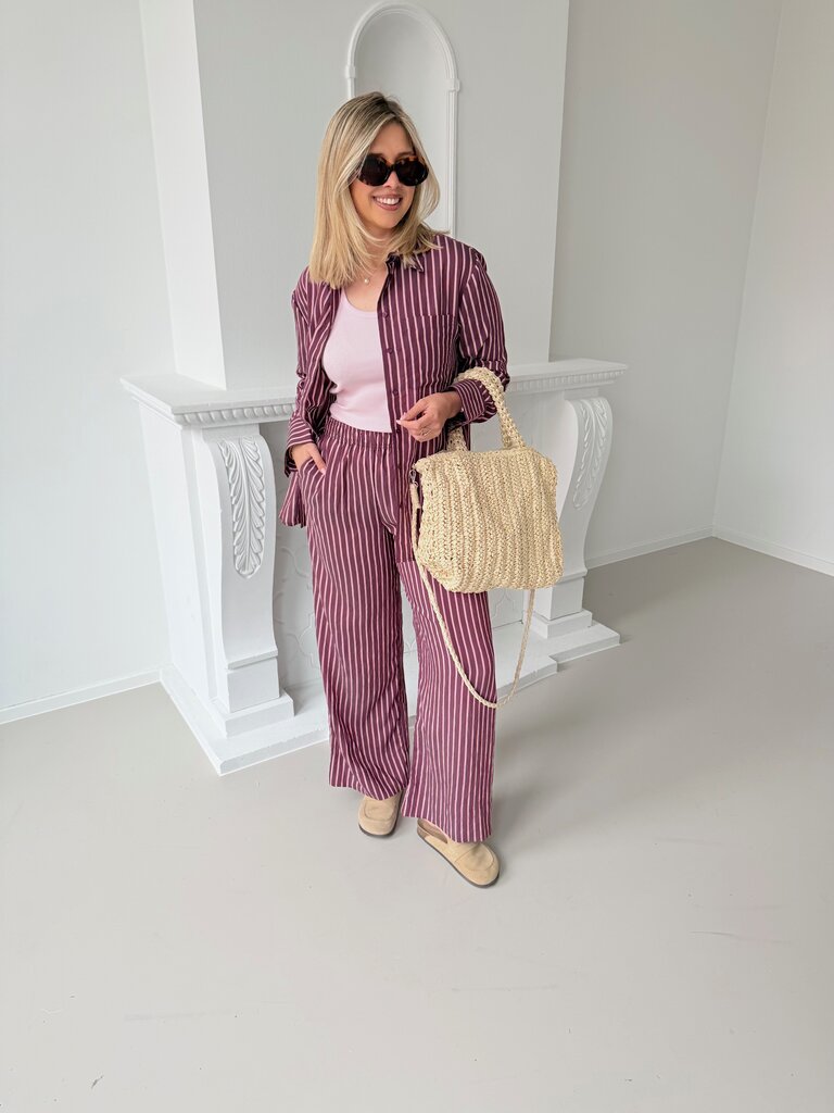 Meldola striped pantalon burgundy