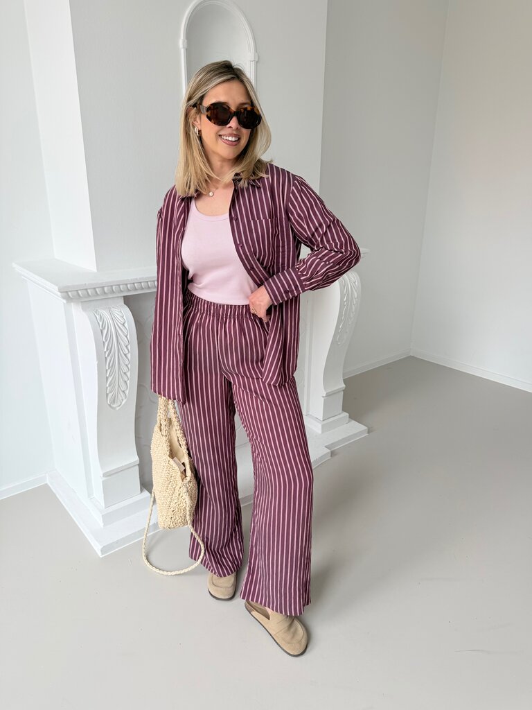 Meldola striped pantalon burgundy