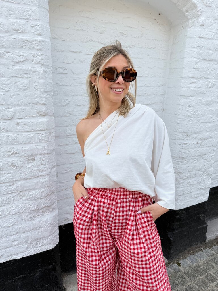 Posy one shoulder top white TU