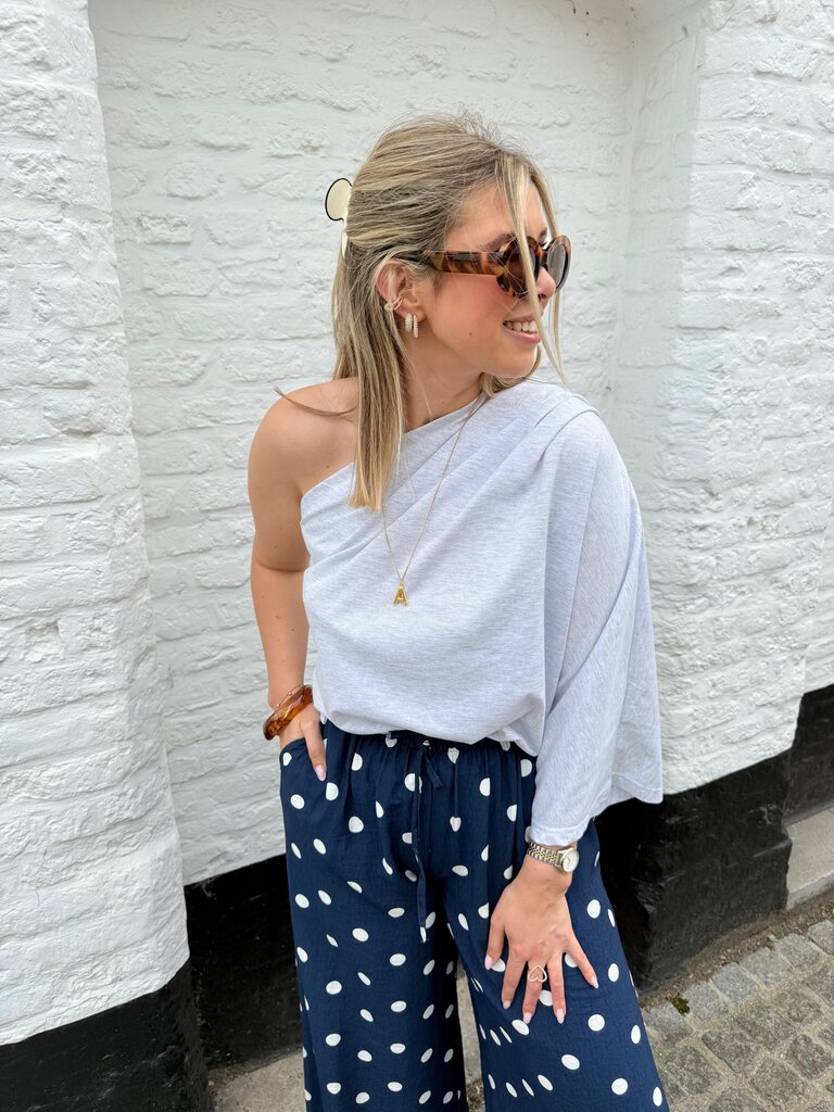 Posy one shoulder top grey TU