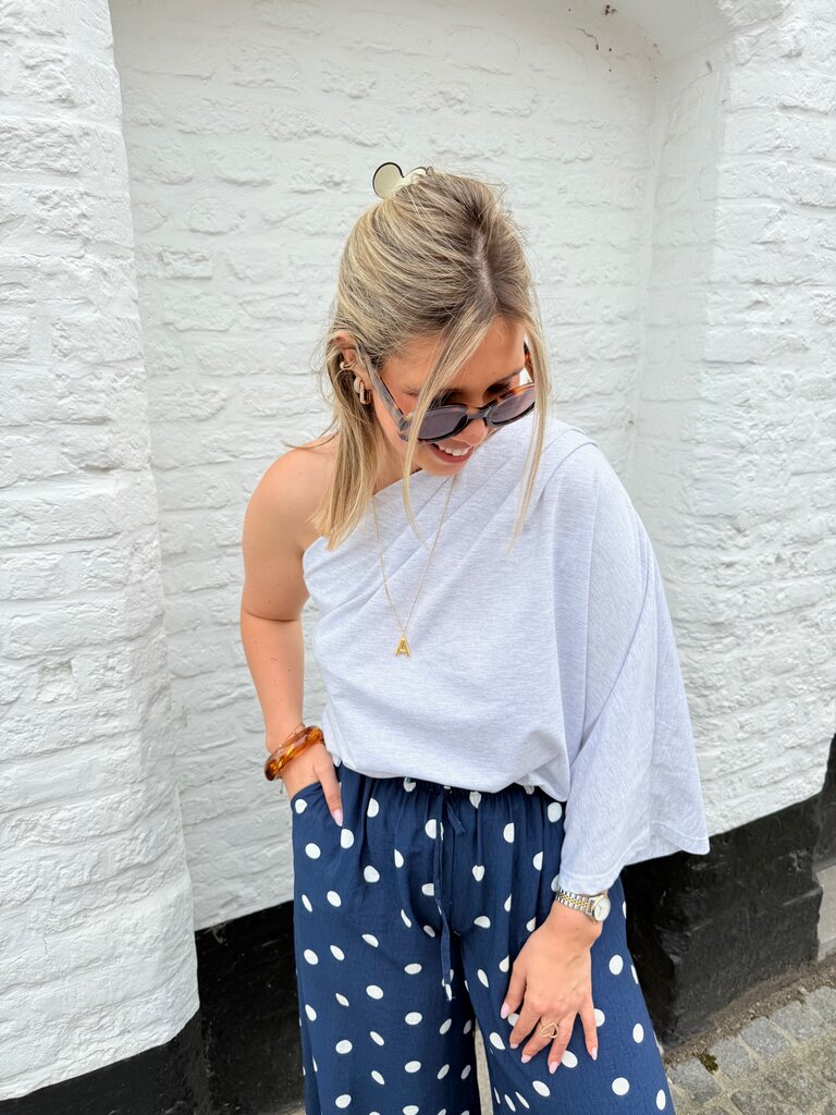 Posy one shoulder top grey TU