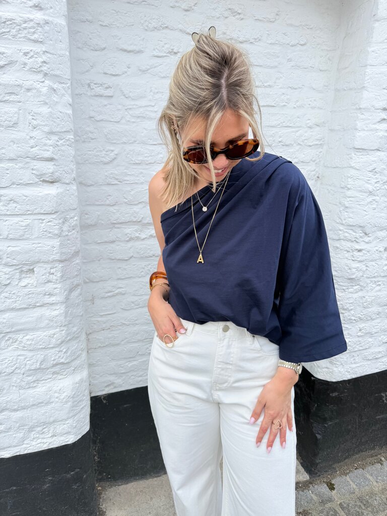 Posy top navy blue