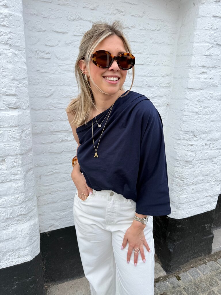 Posy top navy blue
