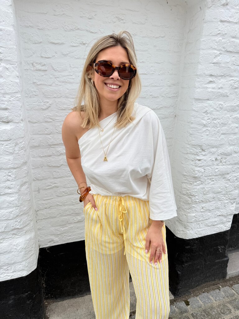 Posy one shoulder top white TU