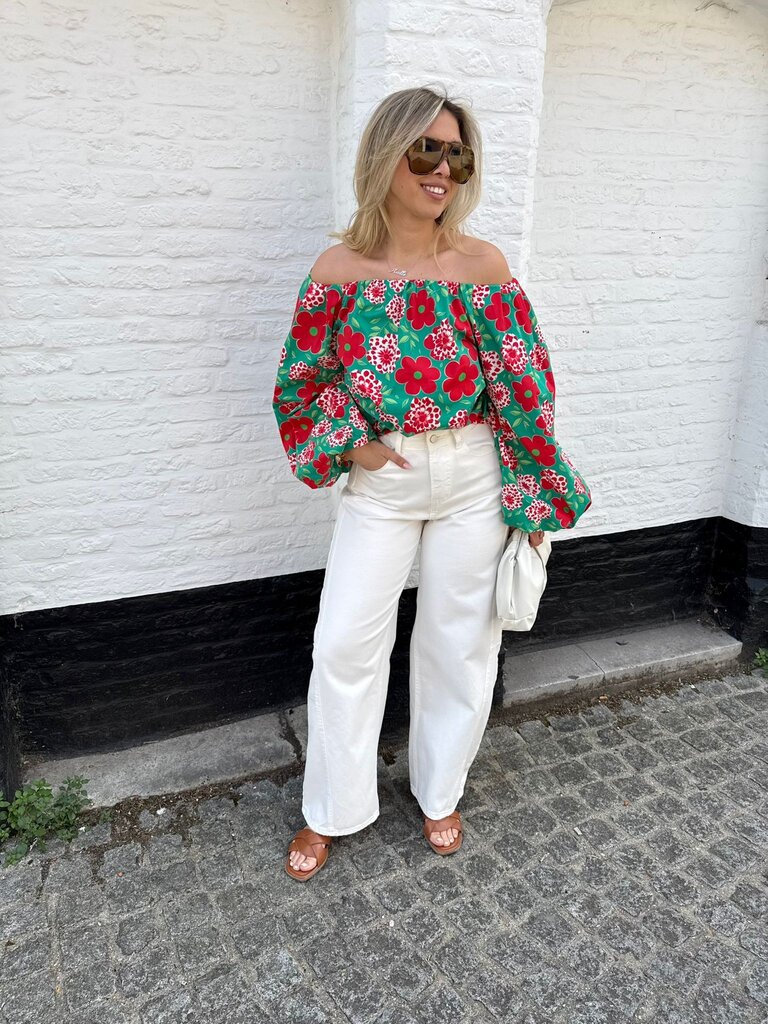 Juuls blouse green/red