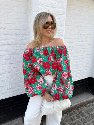 Juuls blouse green/red