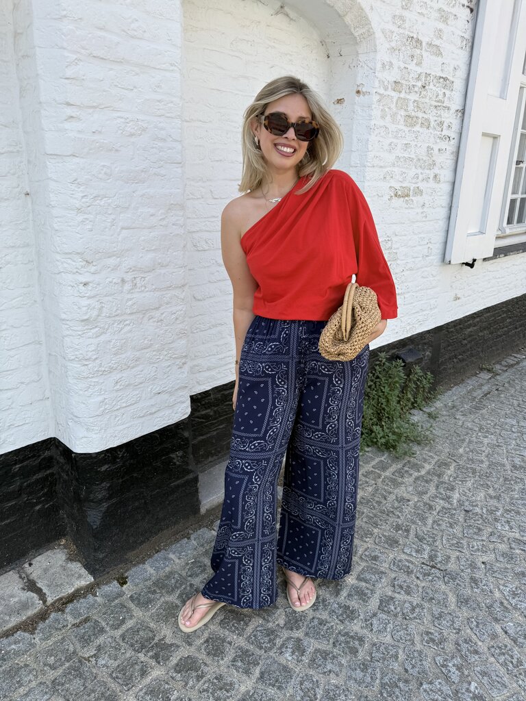 Posy one shoulder top red