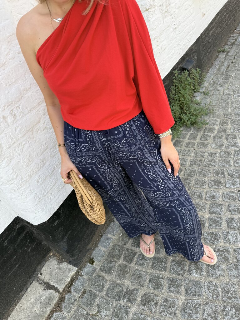Posy one shoulder top red