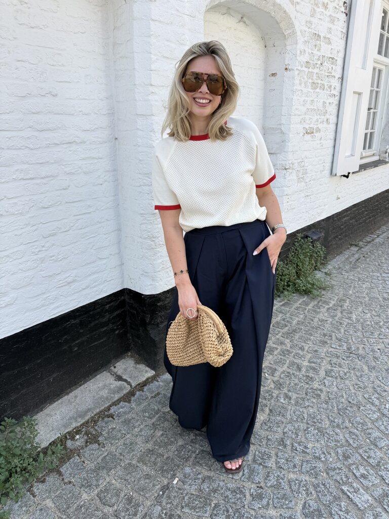 Olivia top ecru/red