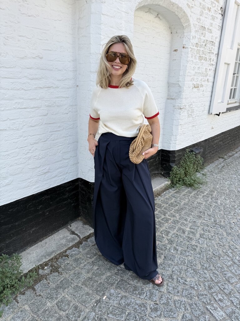 Olivia top ecru/red