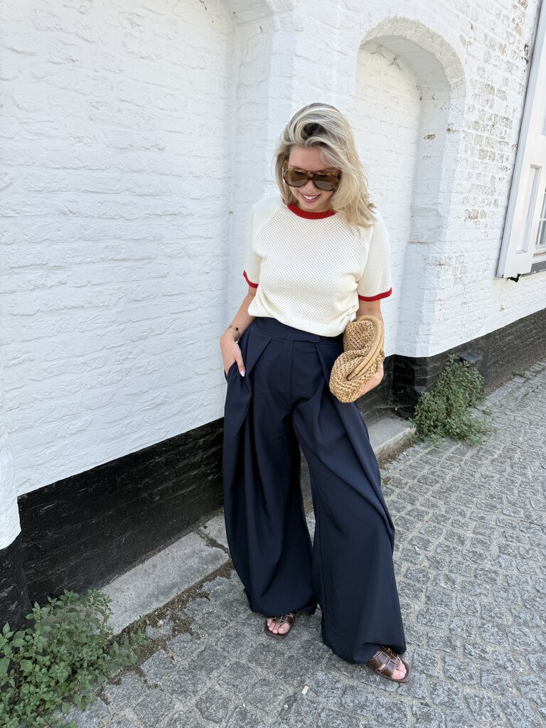 Olivia top ecru/red