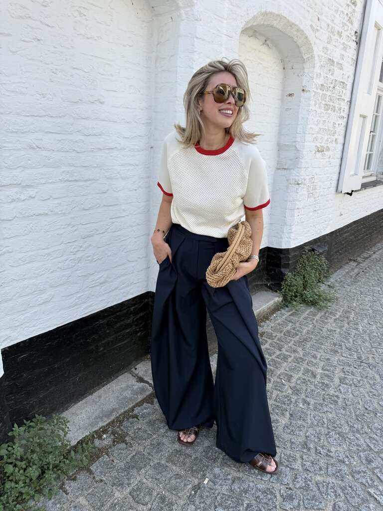 Olivia top ecru/red