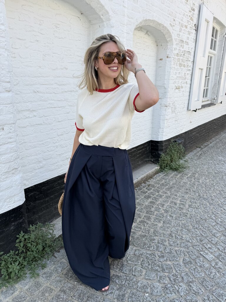 Olivia top ecru/red