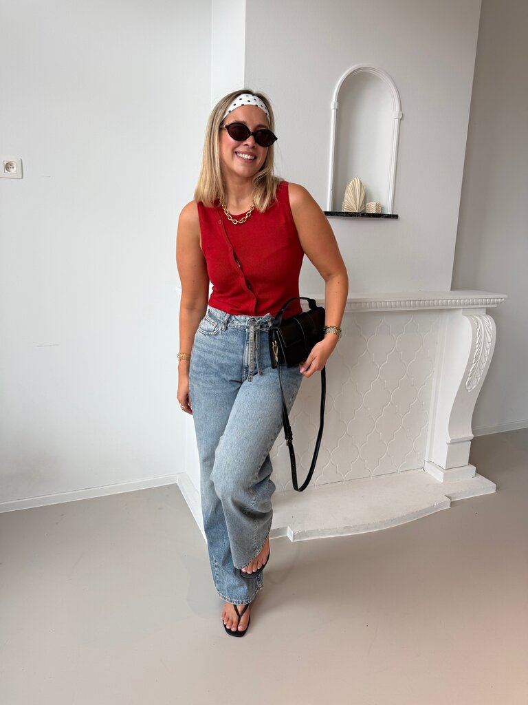 Amber knitted top red