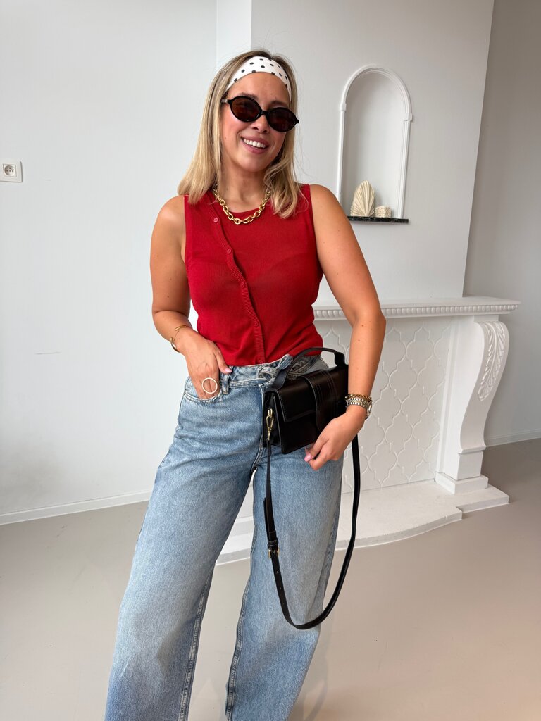 Amber knitted top red