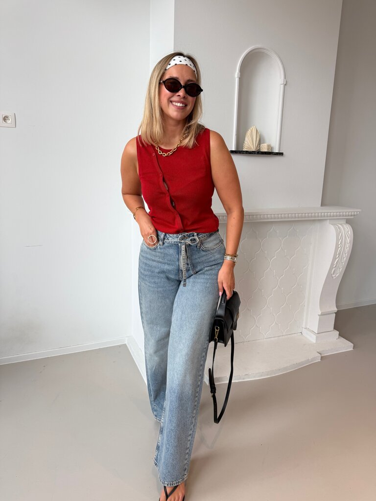 Amber knitted top red