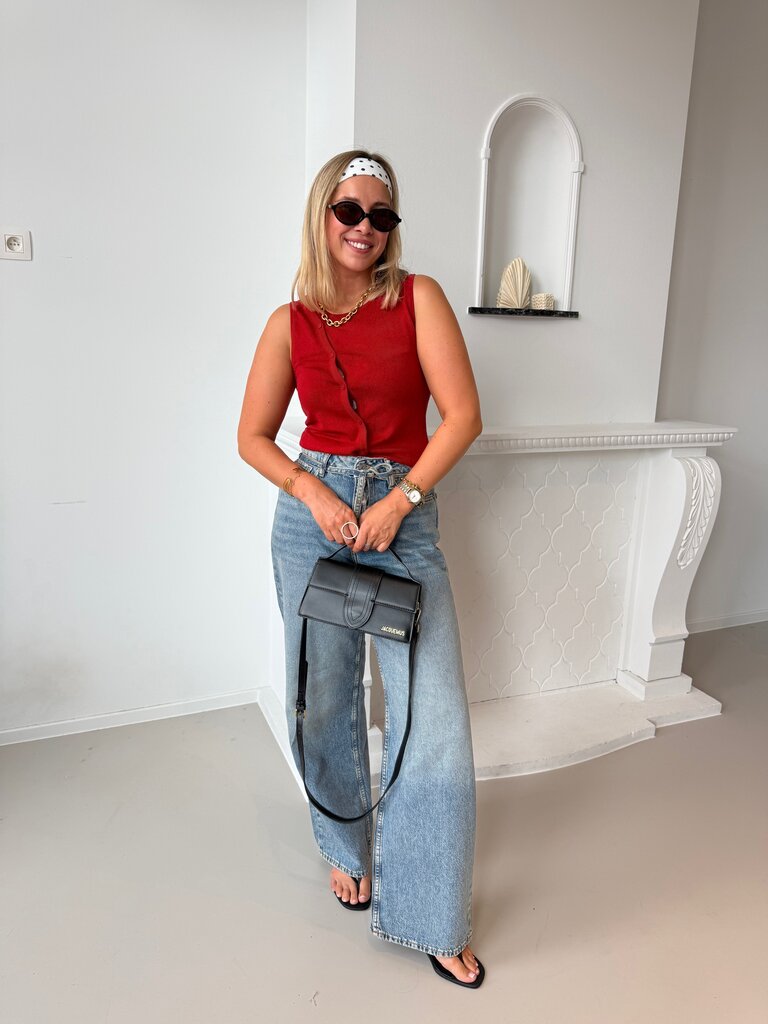 Amber knitted top red