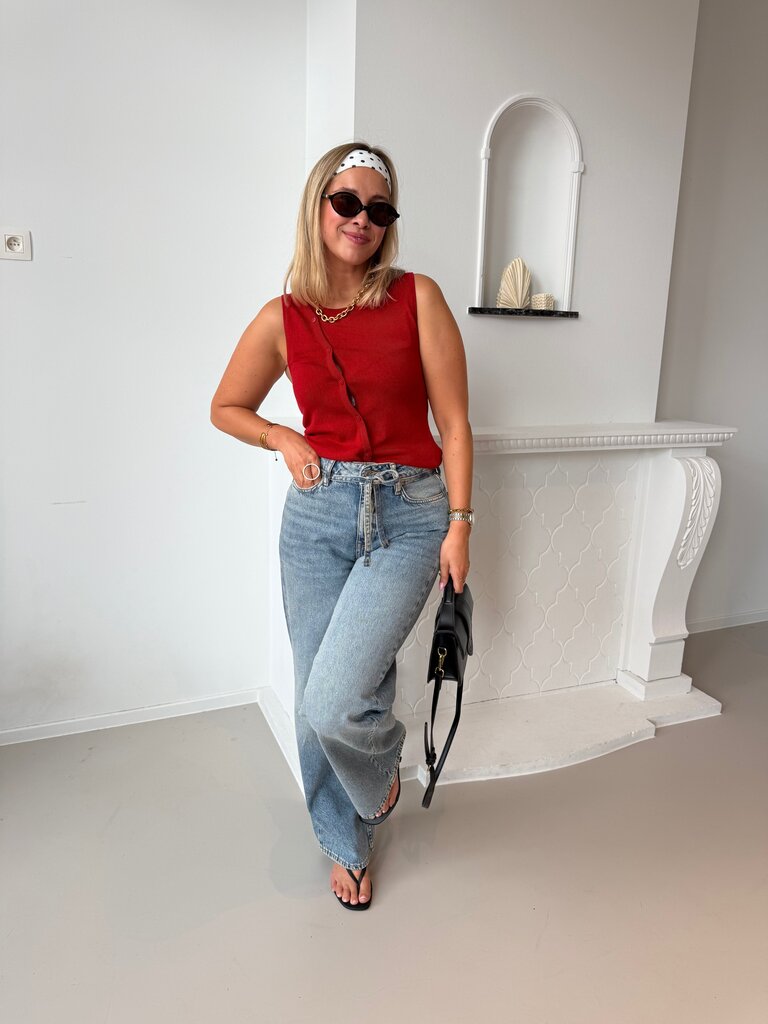 Amber knitted top red