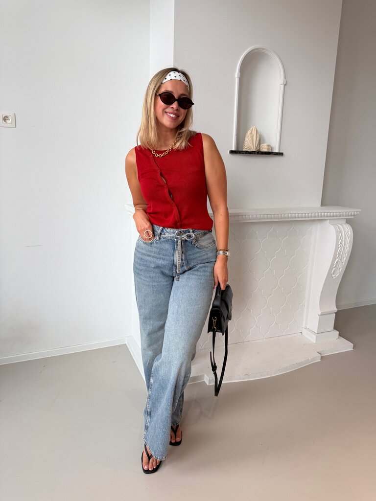 Amber knitted top red
