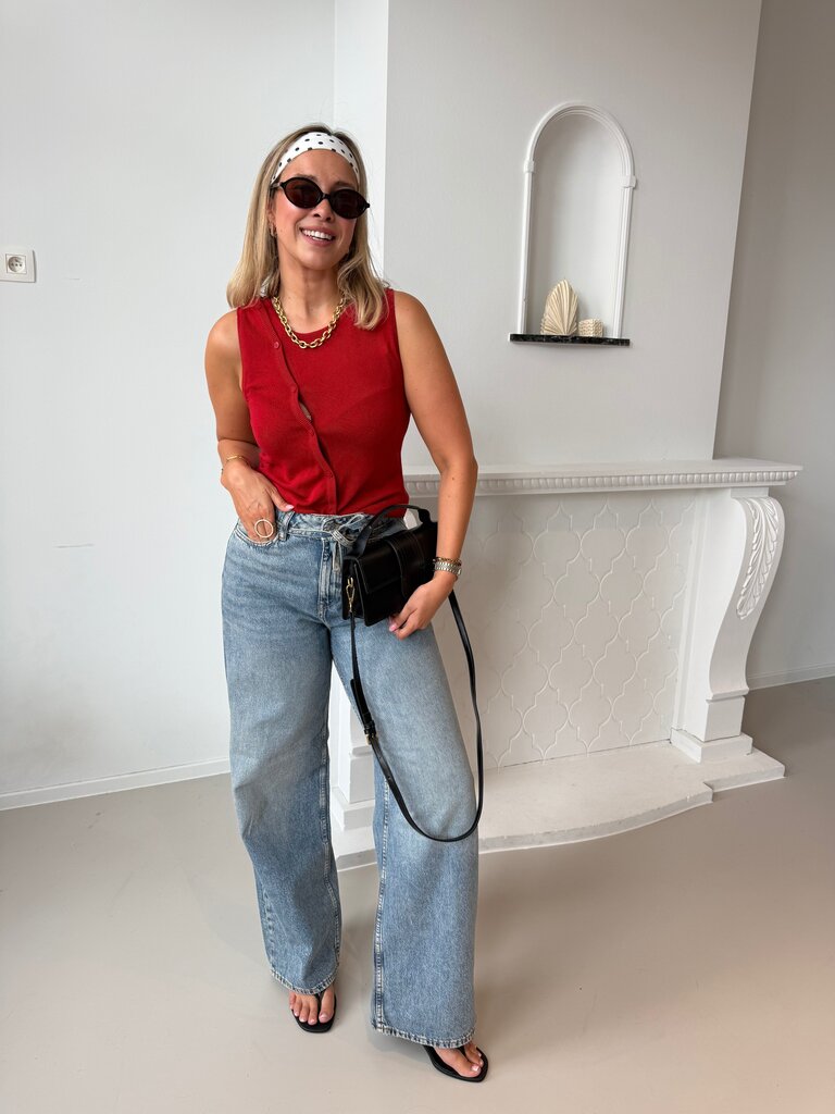 Amber knitted top red
