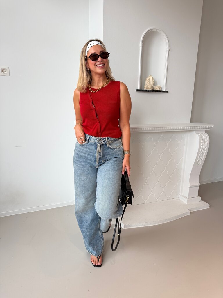 Amber knitted top red