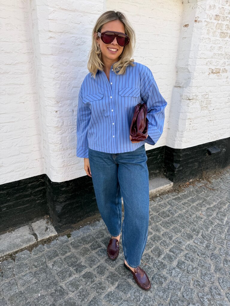 Mio shirt blue/burgundy