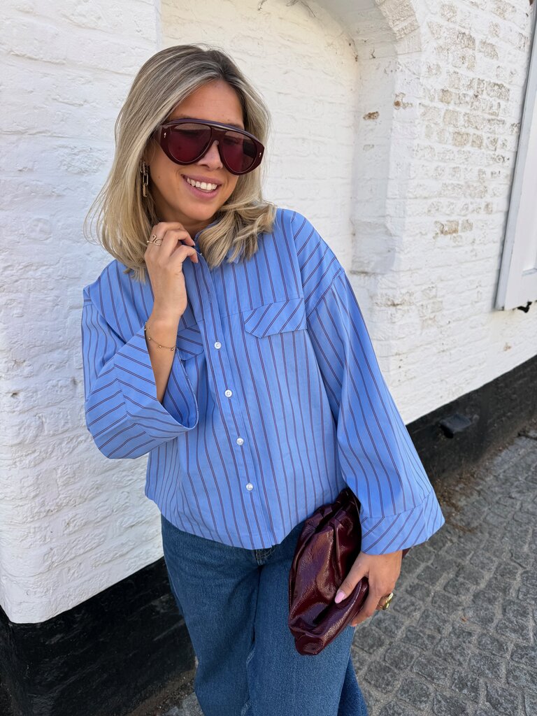 Mio shirt blue/burgundy