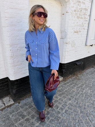 Mio shirt blue/burgundy