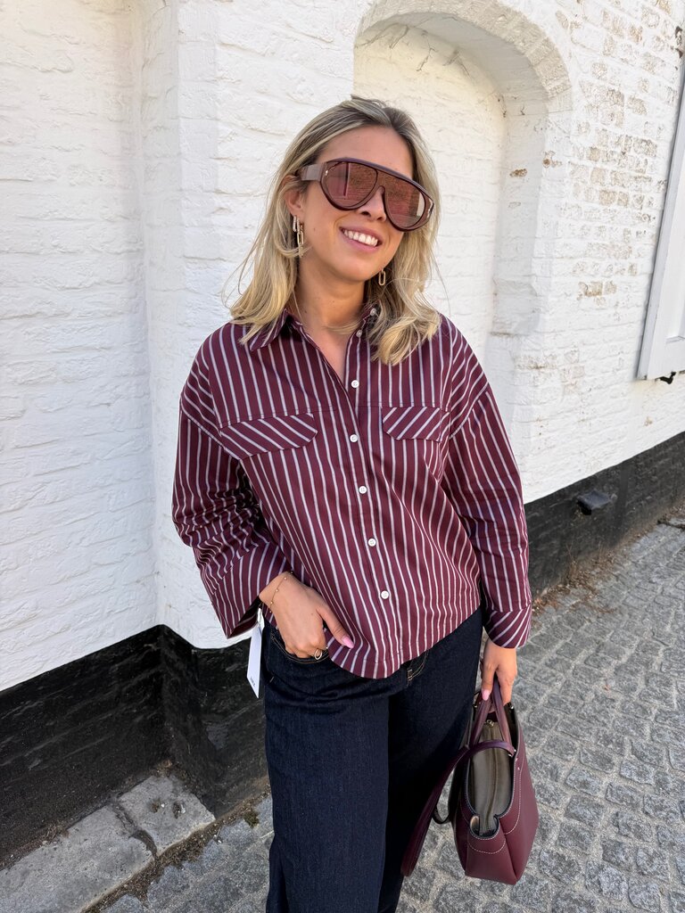 Mio shirt striped burgundy