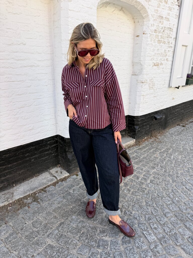 Mio shirt striped burgundy