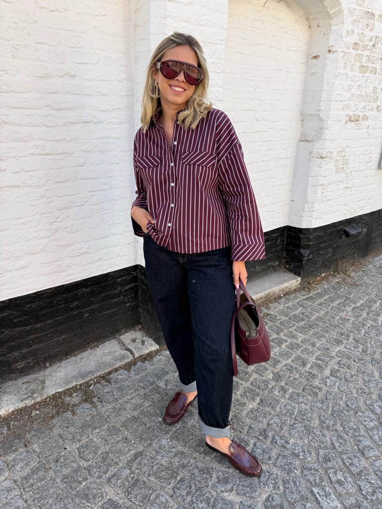 Mio shirt striped burgundy