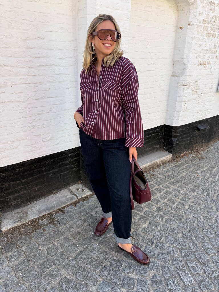 Mio shirt striped burgundy