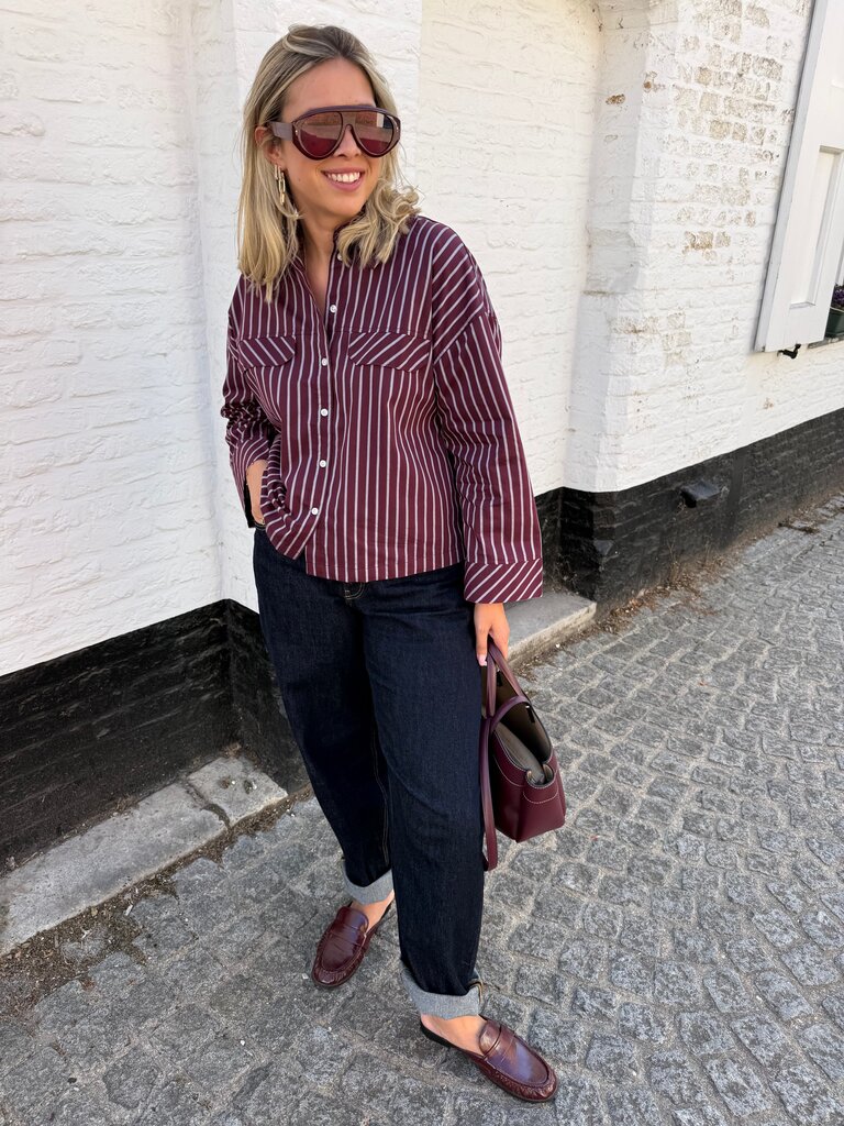 Mio shirt striped burgundy