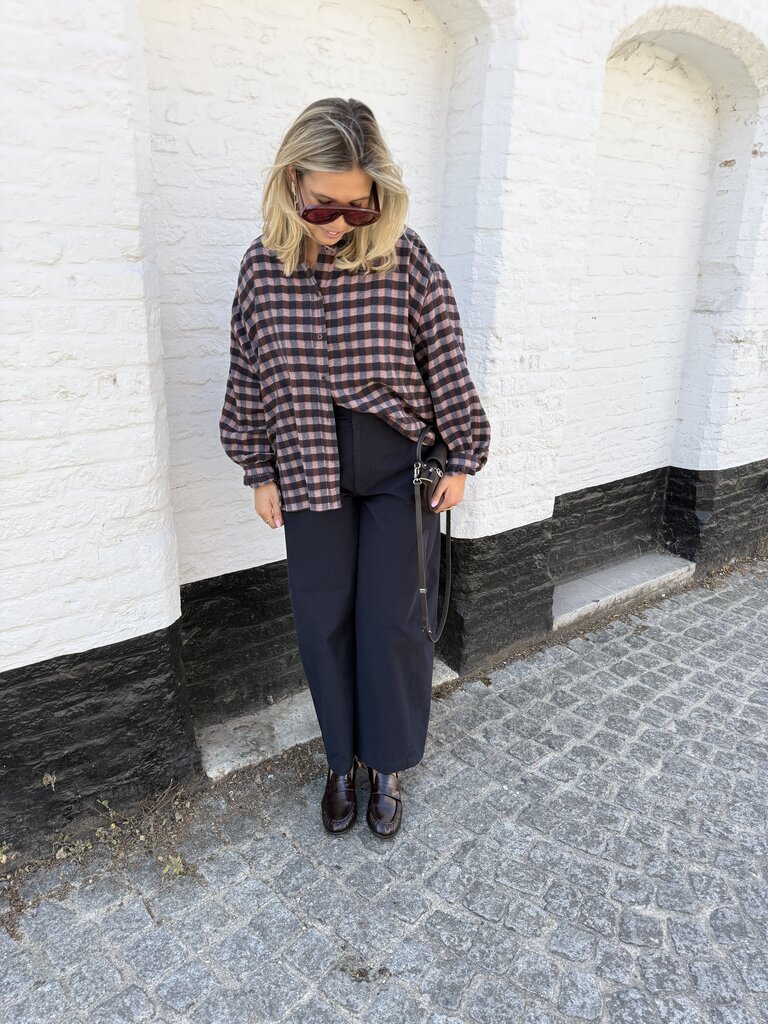 Lina checked blouse blue/brown