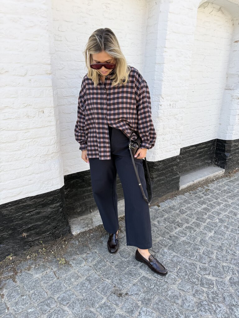 Lina checked blouse blue/brown