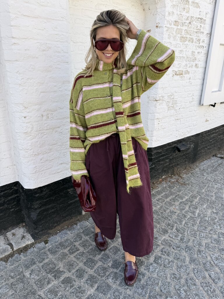 Lio knit with scarf green/pink