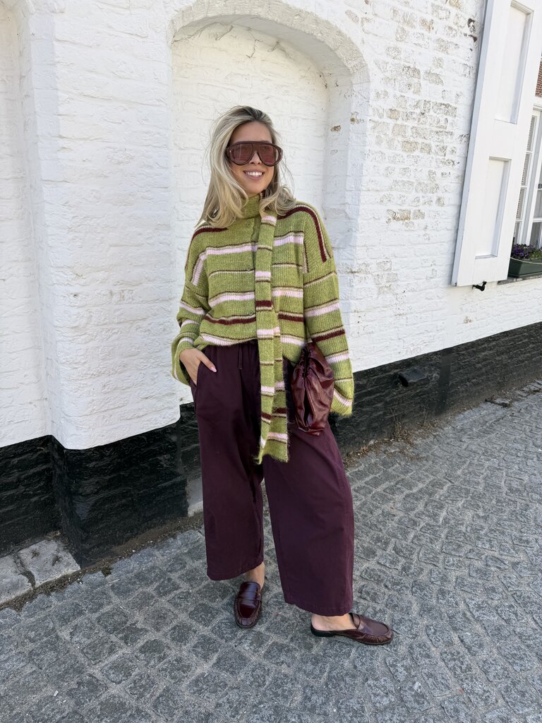 Lio knit with scarf green/pink